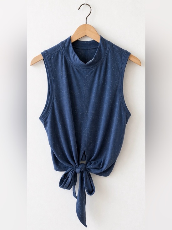 lululemon athletica Tops - Lululemon Navy Speckled Tie Front Mock Neck Tank Size 4